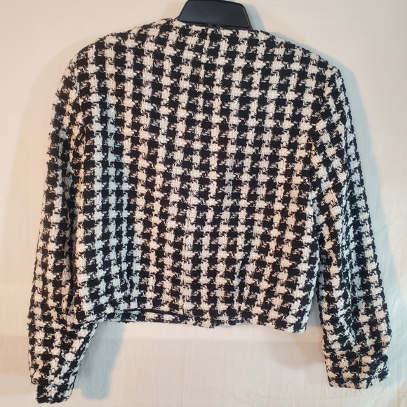 ZARA Women's Medium Checkered Tweed Cropped Blazer - Picture 4 of 6